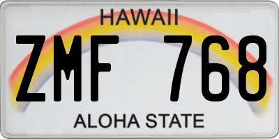HI license plate ZMF768