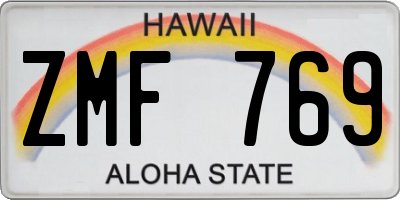 HI license plate ZMF769