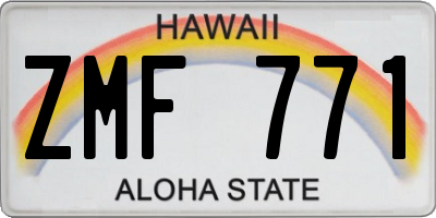 HI license plate ZMF771