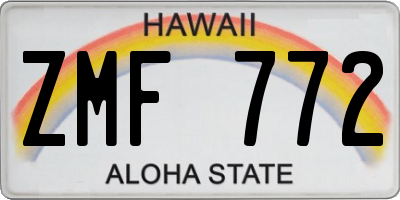 HI license plate ZMF772