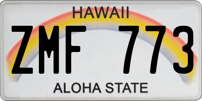 HI license plate ZMF773