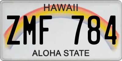 HI license plate ZMF784