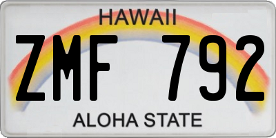 HI license plate ZMF792