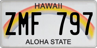 HI license plate ZMF797
