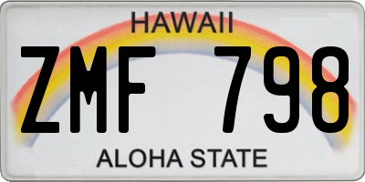 HI license plate ZMF798