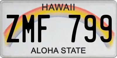 HI license plate ZMF799