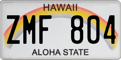 HI license plate ZMF804