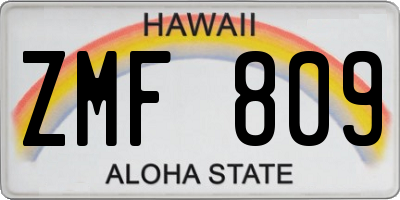 HI license plate ZMF809