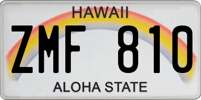 HI license plate ZMF810
