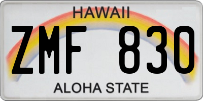 HI license plate ZMF830