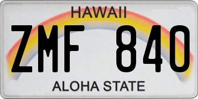 HI license plate ZMF840