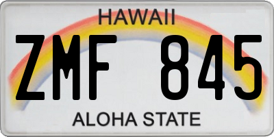 HI license plate ZMF845