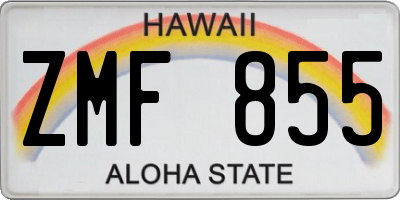 HI license plate ZMF855