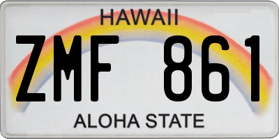 HI license plate ZMF861