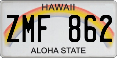 HI license plate ZMF862