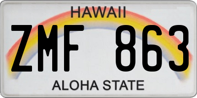 HI license plate ZMF863