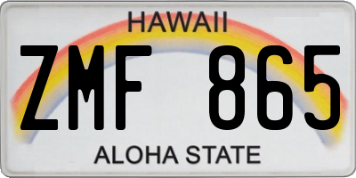 HI license plate ZMF865