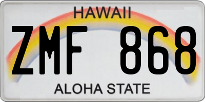 HI license plate ZMF868