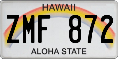 HI license plate ZMF872