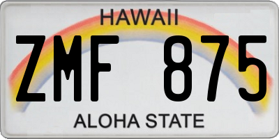 HI license plate ZMF875