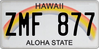HI license plate ZMF877
