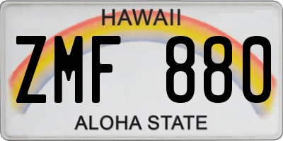 HI license plate ZMF880