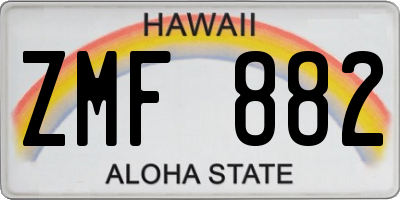 HI license plate ZMF882