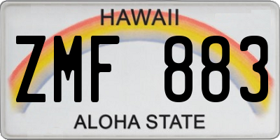 HI license plate ZMF883