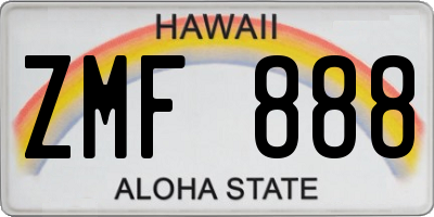 HI license plate ZMF888