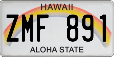 HI license plate ZMF891