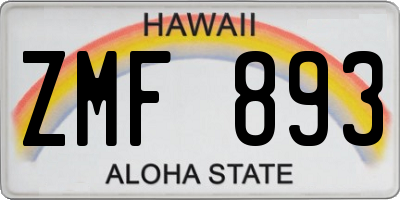 HI license plate ZMF893