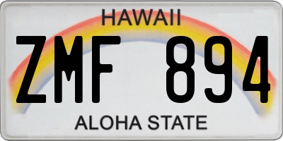 HI license plate ZMF894