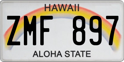 HI license plate ZMF897