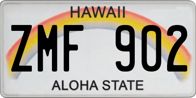 HI license plate ZMF902