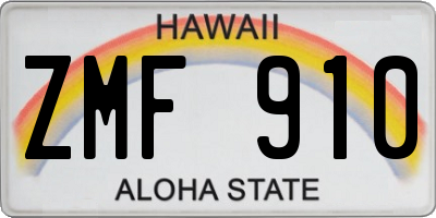 HI license plate ZMF910