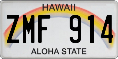 HI license plate ZMF914