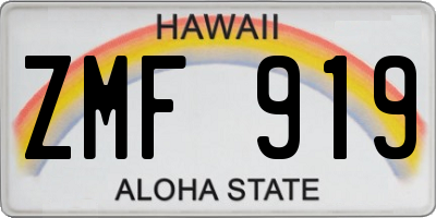 HI license plate ZMF919