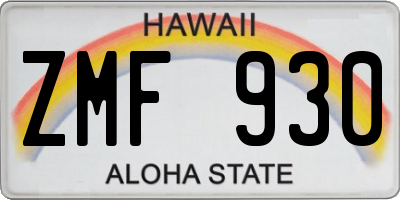 HI license plate ZMF930