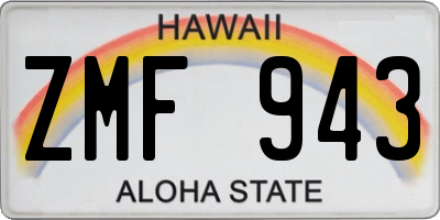 HI license plate ZMF943