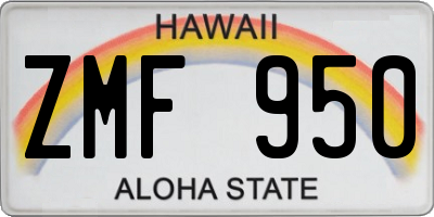 HI license plate ZMF950