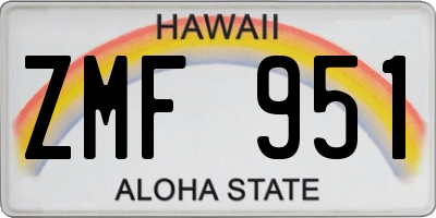 HI license plate ZMF951