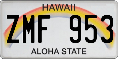 HI license plate ZMF953