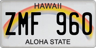 HI license plate ZMF960