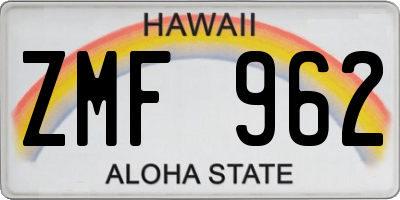 HI license plate ZMF962