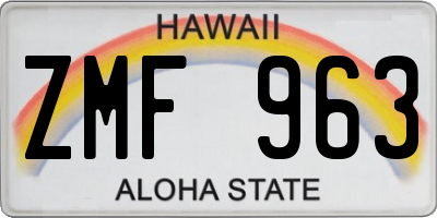 HI license plate ZMF963
