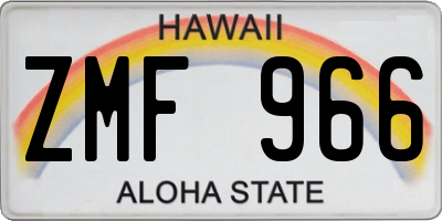 HI license plate ZMF966