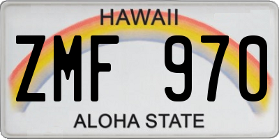 HI license plate ZMF970