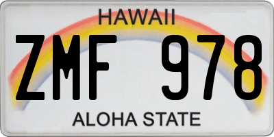 HI license plate ZMF978