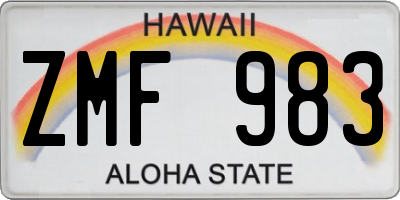 HI license plate ZMF983