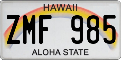 HI license plate ZMF985